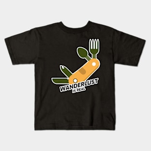 Wanderlust Is Real - Multitool With Black Text Design Kids T-Shirt